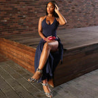 Women Sexy Cut Out Dress Sets Halter Deep V Neck Bodysuit and Tie Maxi Long Skirt Set 2025 Summer Two 2 Piece Vacation Outfits