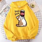 Cartoon Cat Drink Salary Increase Beverages Mens Hooded Jacket Casual Cartoon Hoodies Pleasure Sweatshirts Home Harajuku Tops