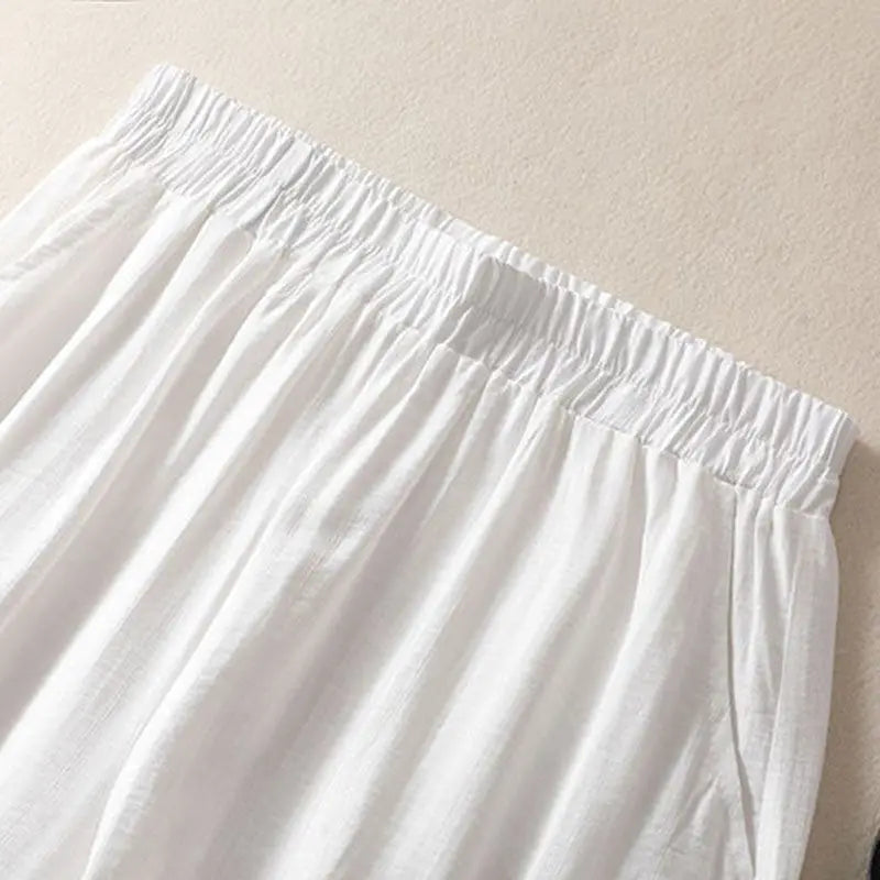 Coffee Embroidery Bloomers Casual Solid Elastic High Waist Loose Women's Pants Ankle-Length Pants For Women Clothing Fashion