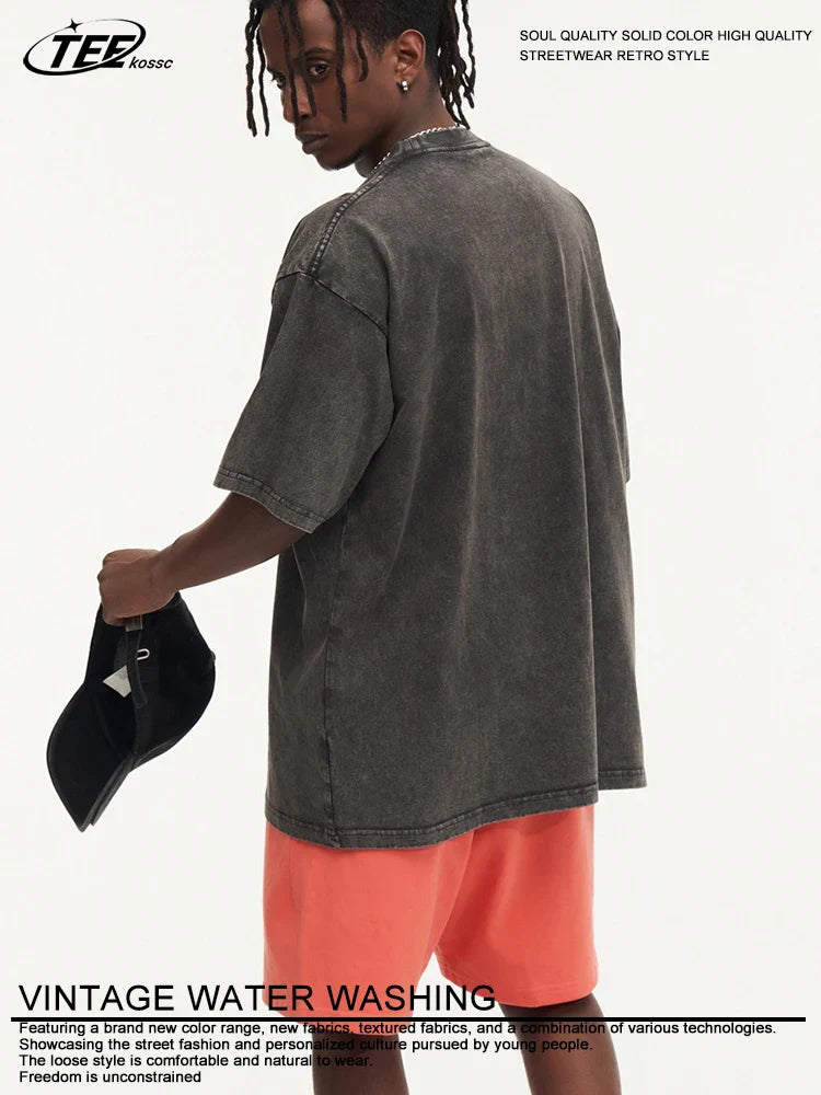 Summer Washed T Shirt Men Women Cotton Loose O-Neck Oversized Tee Couple Korean Y2k Tops Casual Vintage Short Sleeve T-shirt