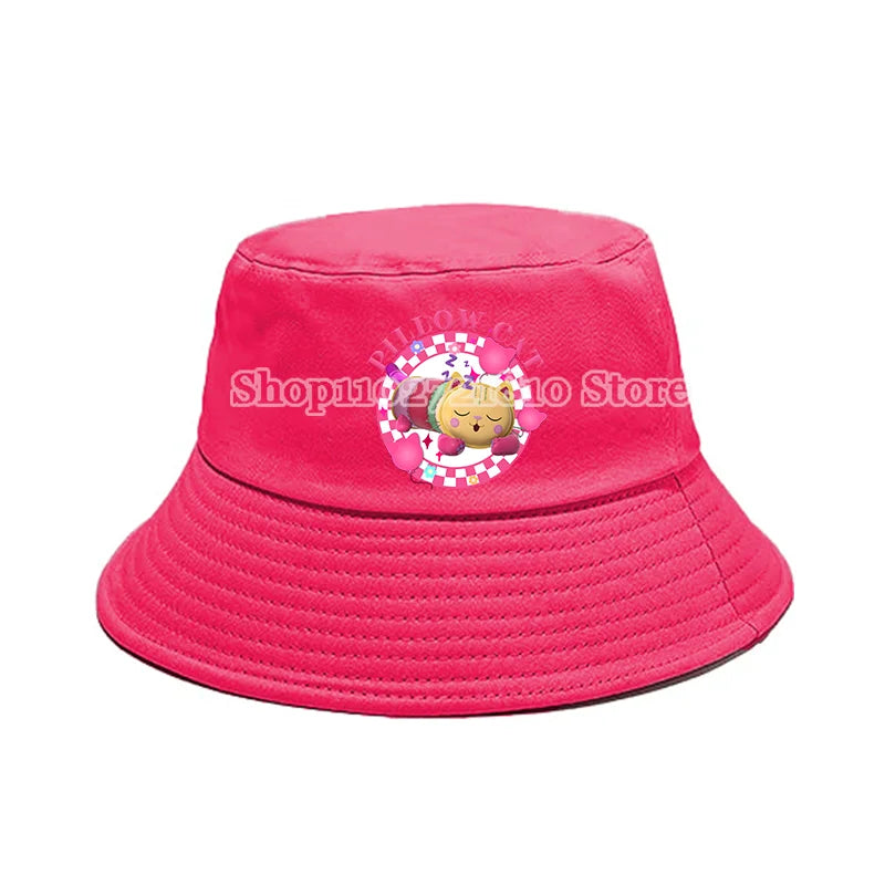 Gabby Dollhouse Bucket Hat Cotton Children Pot Flat Shade Sun Protection Spring Autumn Hats Cartoon Parent-Child Headdress Gift