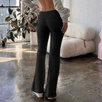 Casual Sexy Basic Solid Flare Pants Y2K Slim Low-Waisted Boot Cut Pants Women 2024 Autumn Spring Fashion Streetwear Lady