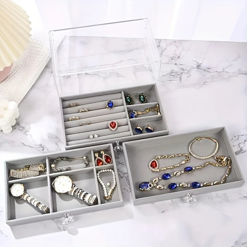 Elegant 3-Tier Transparent Jewelry Storage Box for Women - Ideal Valentine's Day & Birthday Gift