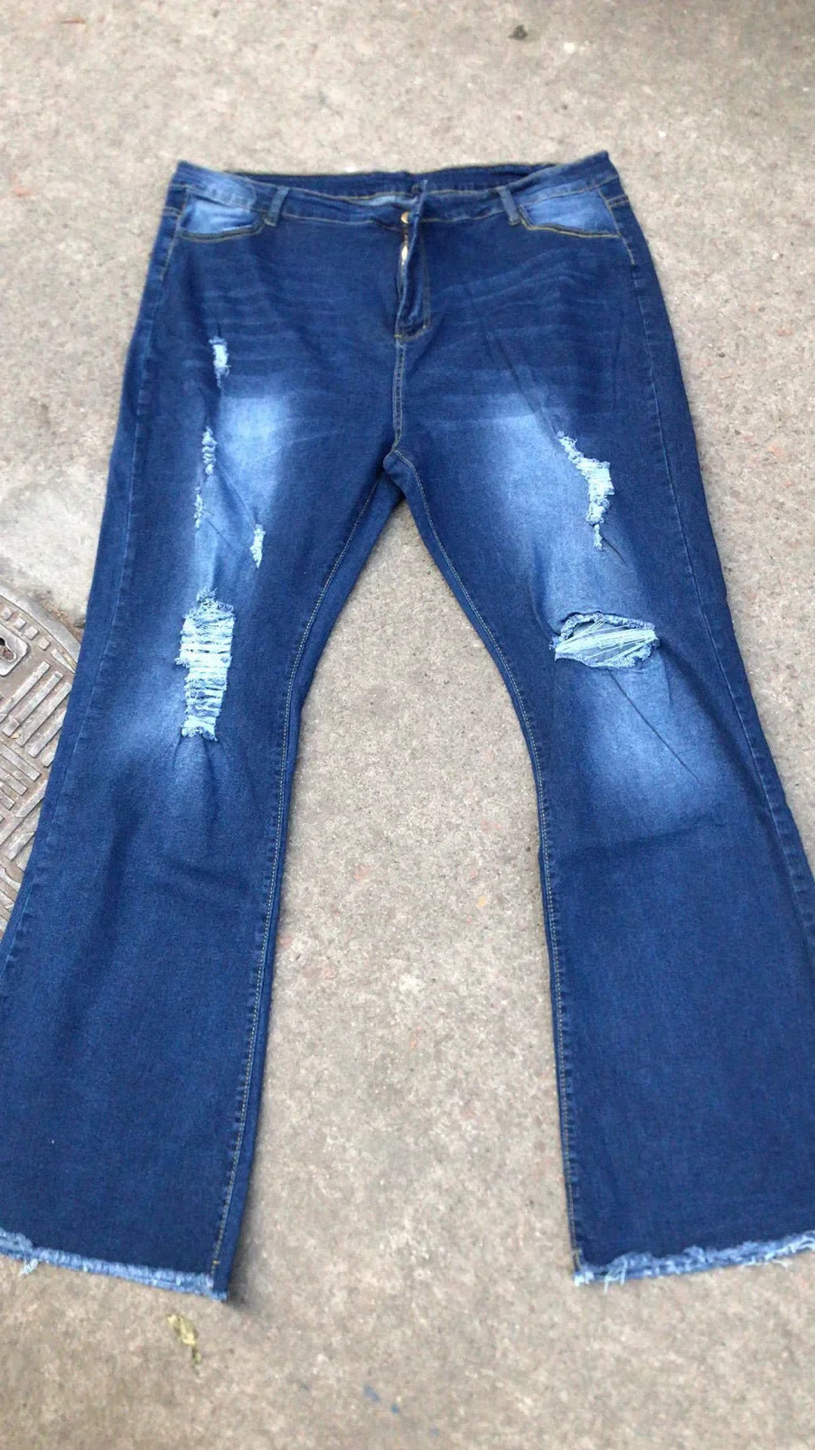 High-Waisted Jeans High Elasticity Splitter Fashion European American Net Red Direct Factory Sales Cross-Border Trade Goods