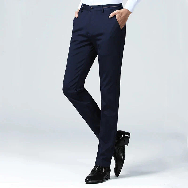 Top Grade Flat Waist Milk Shreds Business New Brand Casual Office Fashion Long Straight Pants Men Trousers Mens Clothes 2025