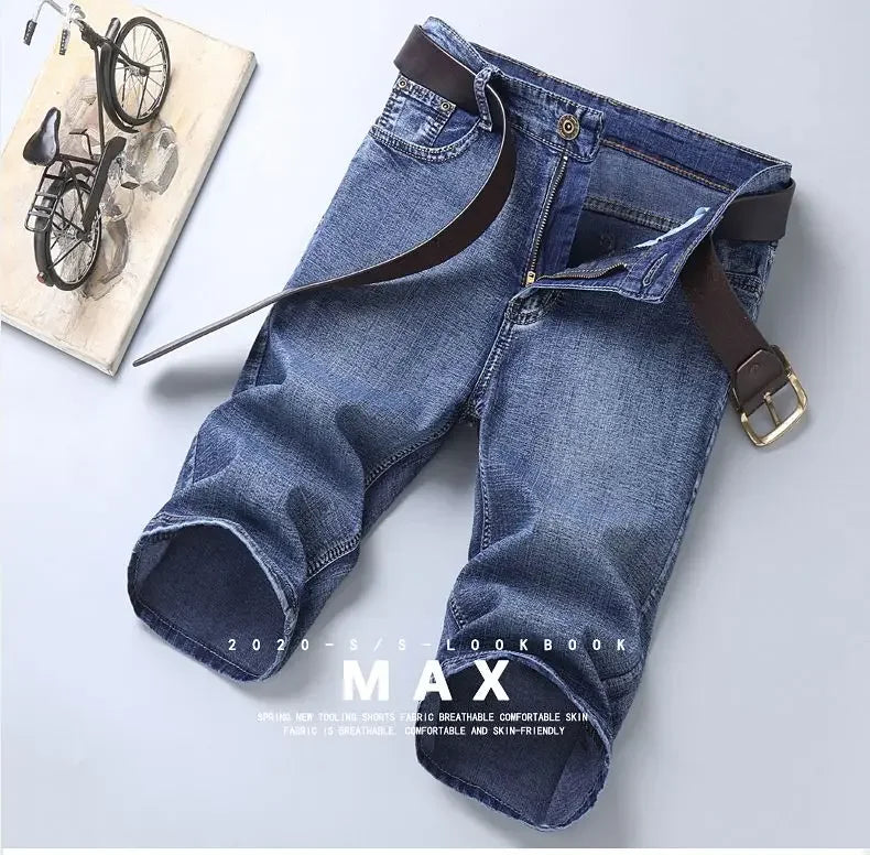 Denim Shorts Men's Summer Thin Straight Classic Designer Business Short Jeans Brand Clothing Stretch Korean Casual Male Shorts