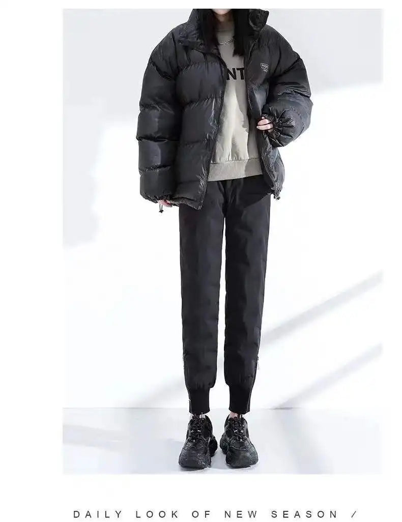 down Bottoming down Cotton Pants Women's New Loose High Waist down Wadded Trousers Women's Fashion Autumn and Winter New