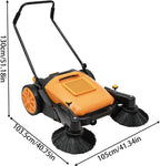 Walk-Behind Sweeper 41.34" Sweeping Width Manual Hand Push Sweeper Hand Push Sweeper Floor Sweeper Angle & Height Adjustable Out