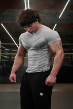 Men's T-Shirts Sports Fitness Trainer Clothe Quick Dry Breathable Stretch Tights Joggers Outdoor Casual Short Sleeves