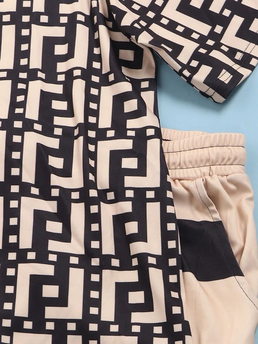 LW Plus Size matching sets Two Piece dress sets Letter Print Striped Skirt Set Fashion Casual Summer Tops+Bottoms Matching Outfi