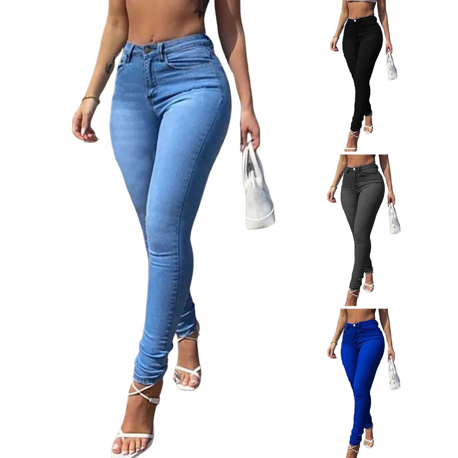 Women High Waist Jeans 2024 Spring Summer Skinny Casual Office Lady Slim Lifting Butt Denim Pencil Pants Female Elastic Trousers