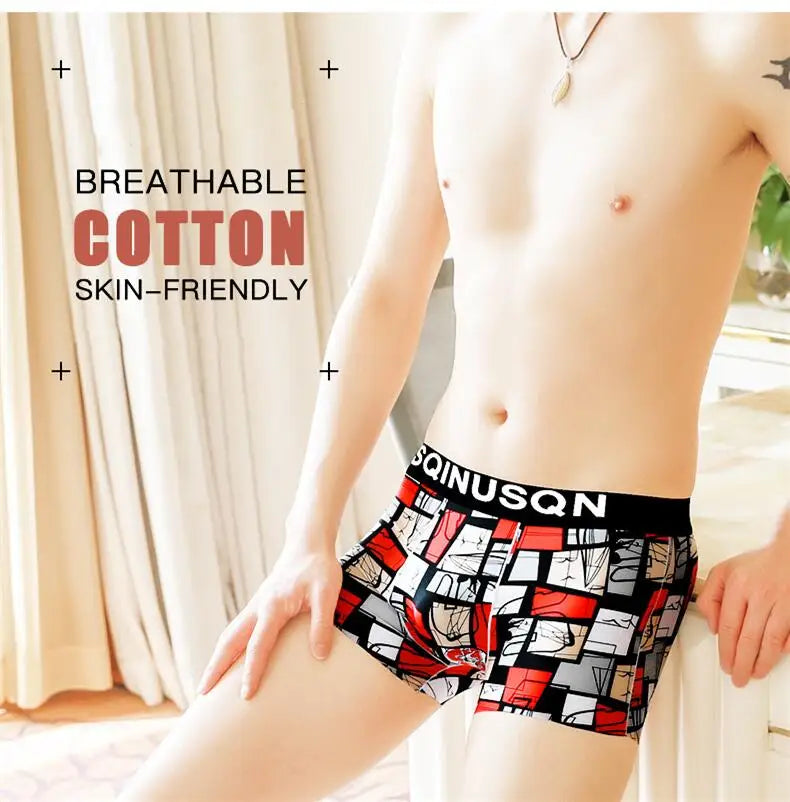 Lightweight Ice Silk Mens Underwear Elastic waistband Boyshorts Cotton 3D-Pouth Youth Boxer shorts Loose Male Boxer Underpants