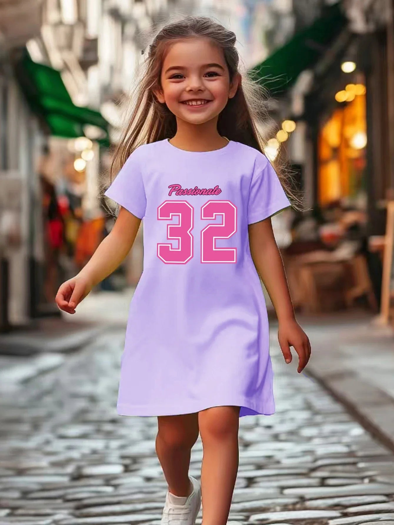 Girls' printed pattern dress, solid color versatile, lightweight matching, suitable for outdoor, home, travel, birthday gifts