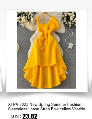 XFPV 2025 Summer Fashion Short Sleeve Round Neck High Waistband Slim A-line Denim Printed Patchwork Dress For Women SM11498