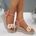 Lace Flower Wedge Heel Sandals for Women Summer Fashion Chunky Platform Sandalias Mujer Thick Bottom Non Slip Beach Shoes Woman