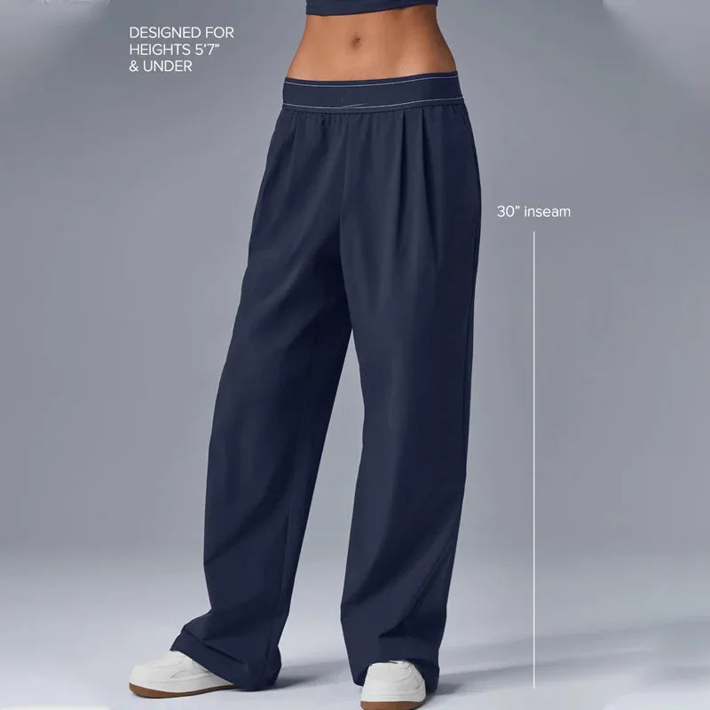 yoga high waist women's straight leg wide leg pants sports fitness pilates training casual pants