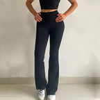 Fast-drying High-waisted Yoga Bell-bottoms Tight-fitting Long-legged Stretch Leggings Hip-lift Running Slimming Athletic Pants