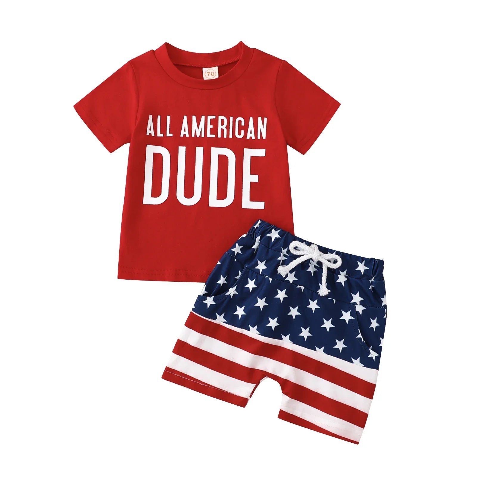 Citgeett Summer Independence Day Toddler Boys Outfits Short Sleeve Letter Print T-Shirts + Front Shorts Clothes Set