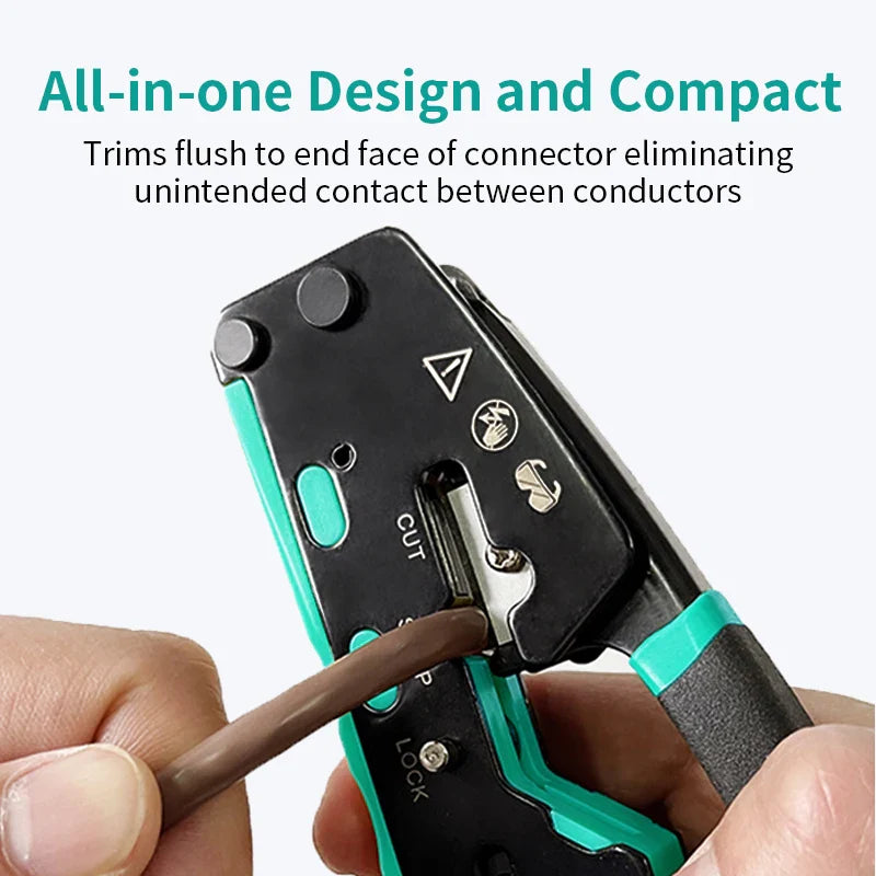 ZoeRax RJ45 Crimping Tool Ethernet Crimper for Cat6 Cat5 Cat5e RJ45 Pass Through Connectors and RJ12 Ends