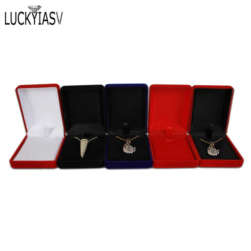 Wholesale Black Velvet Wedding Bride Jewelry Necklace Pendant Box Gift Colar Earrings Trinket Display Case Holder Organizer