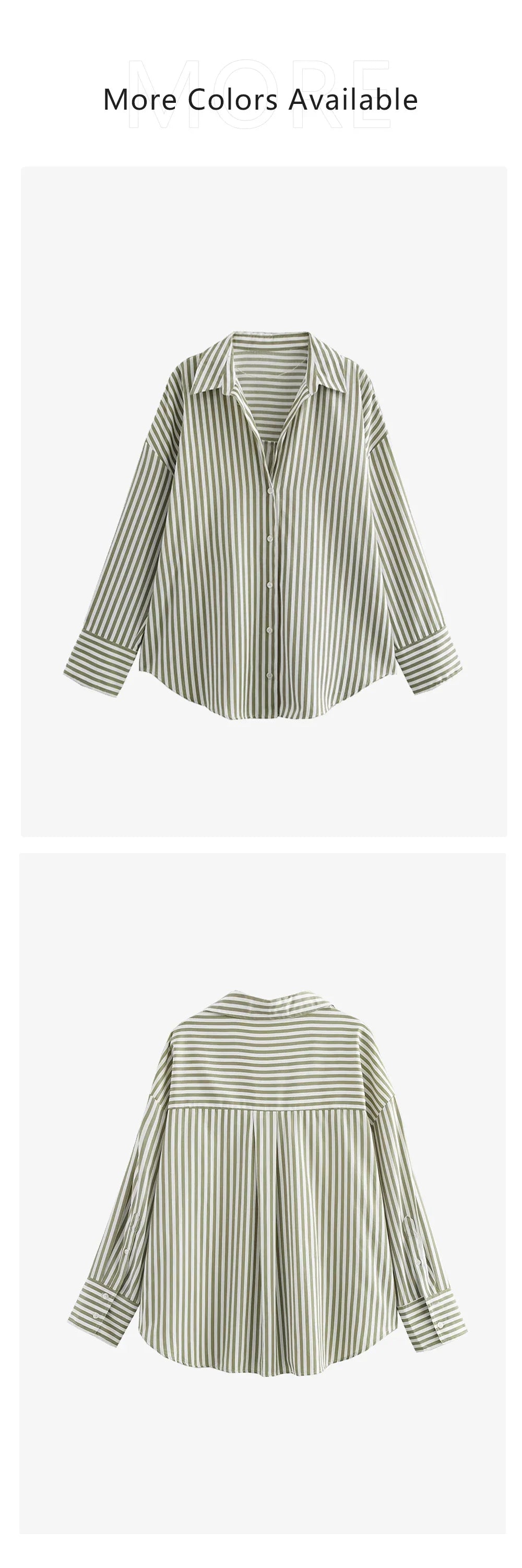 UNIZERA Women's Basic Striped Shirt with Collar Pocket Buckle Decoration Spring/Summer New Women's Shirt Top