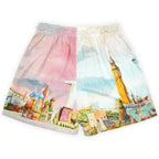 Summer New men short pant Rose Design Casual Shorts Street Hip Hop Fitness Polyester Fast Dry Breathable Embroidery Men Shorts