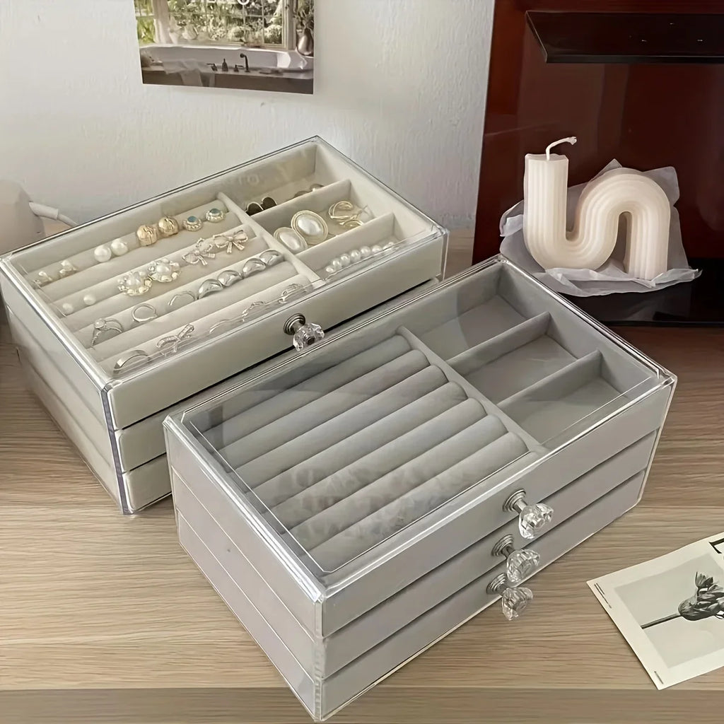 Elegant 3-Tier Transparent Jewelry Storage Box for Women - Ideal Valentine's Day & Birthday Gift