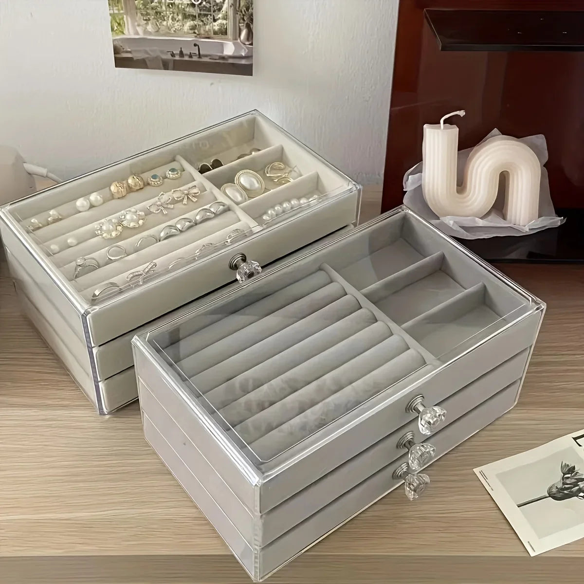 Elegant 3-Tier Transparent Jewelry Storage Box for Women - Ideal Valentine's Day & Birthday Gift