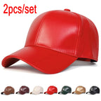 Unisex Light Panel Solid Color PU Leather Baseball Caps Spring Autumn Outdoor Adjustable Casual Hats Dad Hat Sunscreen Hat