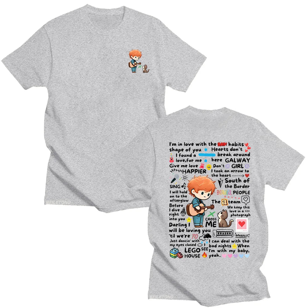 Ed Sheeran Graffiti Pattern Tshirt New Fashionable Casual Women Men Clothes Y2k Cotton T-shirts Fashion Loose Streetwear Top Tee