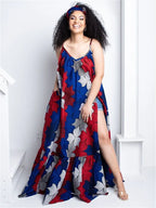 Wmstar Plus Size Dresses for Women Floral Printed Slip  Loose Stretch Big Swing Maxi Dress Summer Clothes Wholesale Dropshipping