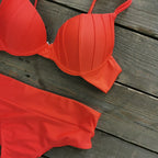 Cheap Push Up Bikinis Women Swimsuits  Solid Padded Women Swimwear Vintage Female Swimsuit High Waist Biquini Bathing Suit