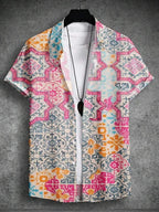 Men's Art Graphics Shirts Short Sleeved Button Down Lapel Shirt For Summer Oversized Tops Vacation Casual Hawaiian Shirts