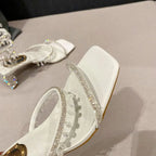 Xibeilove 2024 Summer Luxury Women Sandals Crystal Square Head Gold Rhinestone Snake Pattern High Heels Wedding Party Shoes