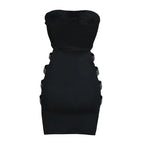 Women Sexy Tube Pencil Dress Sexy Club Summer Clothes Fashion Solid Color Rhinestone Hollow Skinny Mini Dress
