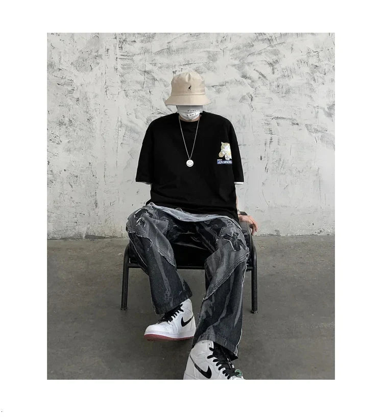 Harajuku Cat Cartoon Eating Noodles Graphic Men Women Tshirts Casual Short Sleeve Tees Japan Style Oversized T Shirt Clothing