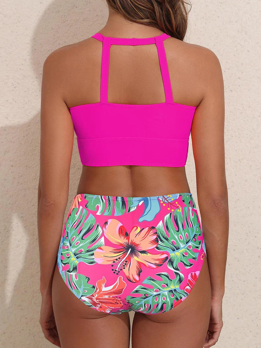 High Waist Swimsuit Sexy Halter Bikini 2025 Women Printed Swimwear Female Bathers Swimming Bathing Swim Suit Summer Beachwear