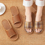 BASATU Women And Men Slippers Non-Slip Home Rattan Grass Indoor Couple Home Men And Women Spring And Summer Bamboo Woven Sandals