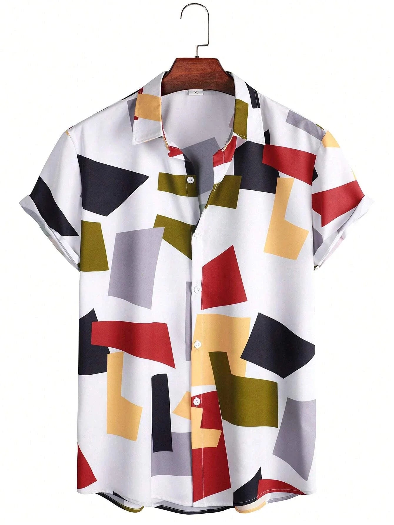 Summer men's And women's Personalized Irregular Pattern Print Design Tops short-sleeved Fashion Shirts Buttoned Versatile Tops