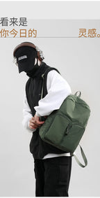 Water - resistant double - shoulder backpack. It has a large capacity, is lightweight and casual. Made of wrinkled and washed ny