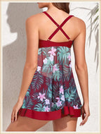 High Waist Swimsuit Beach Dress 2024 Women 2 Piece Printed Tankini Set Swimwear Female Bathing Swimming Swim Suit Beachwear Lady