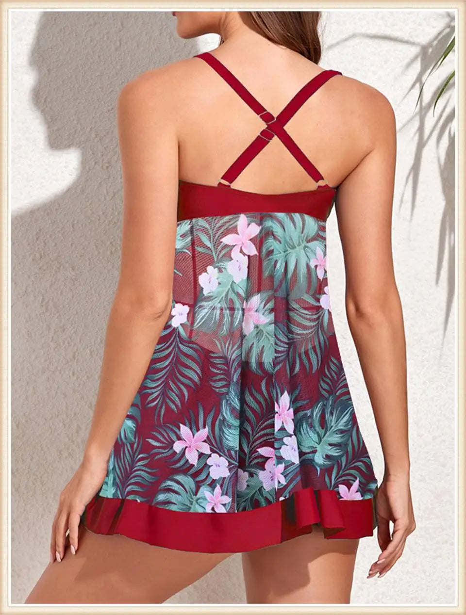 High Waist Swimsuit Beach Dress 2024 Women 2 Piece Printed Tankini Set Swimwear Female Bathing Swimming Swim Suit Beachwear Lady