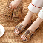 BASATU Women And Men Slippers Non-Slip Home Rattan Grass Indoor Couple Home Men And Women Spring And Summer Bamboo Woven Sandals