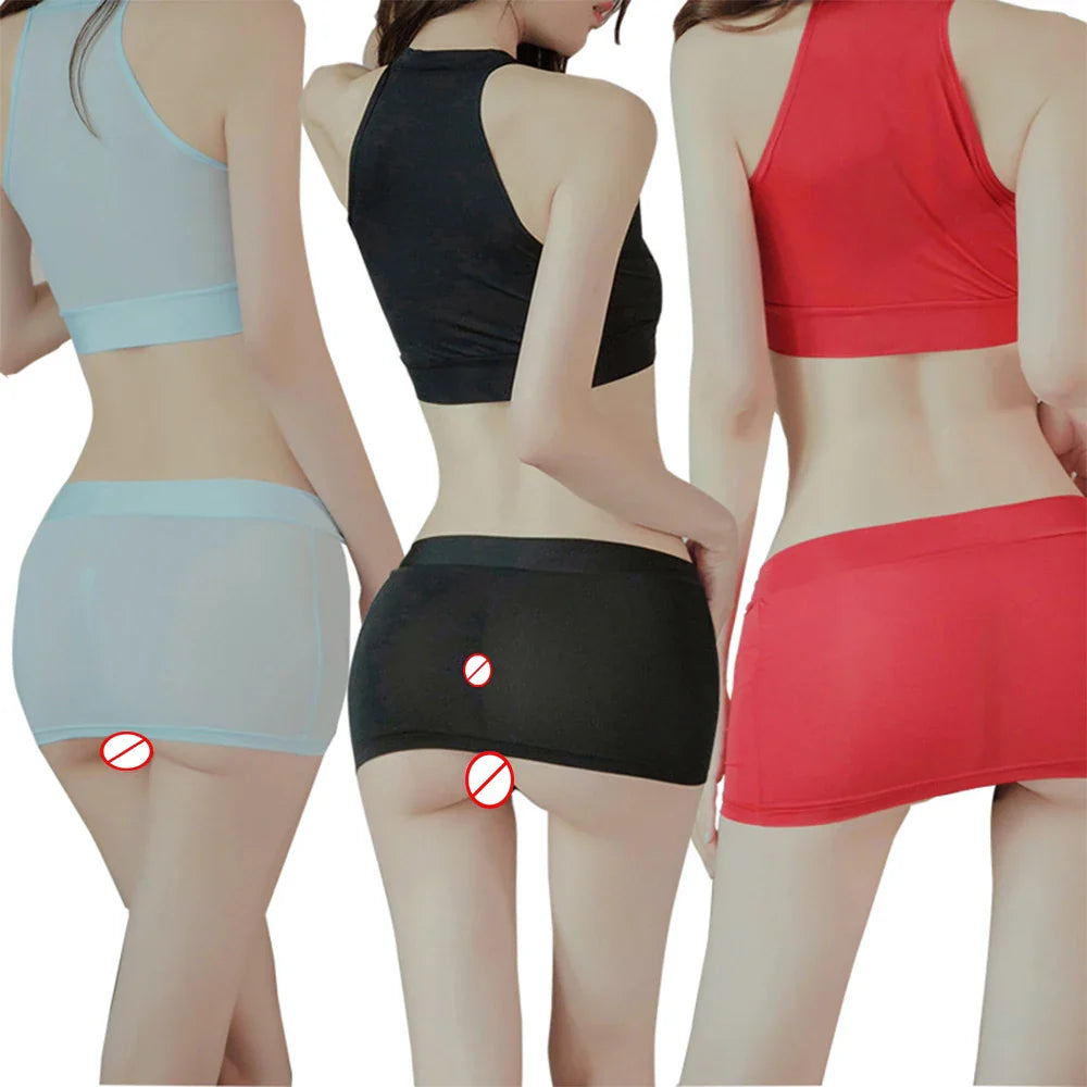 Dazzling Women's Ice Silk Sheer Nightclub Mini Tube Dress Perfect Party Wear for Enticing Appeal and Unmatched Comfort