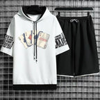 Hoodies Set Shorts Summer Suits Pullover Hat Casual T Shirt T-shirt Hood Print Clothing for Men Hoodie Men New Top Short Sleeve
