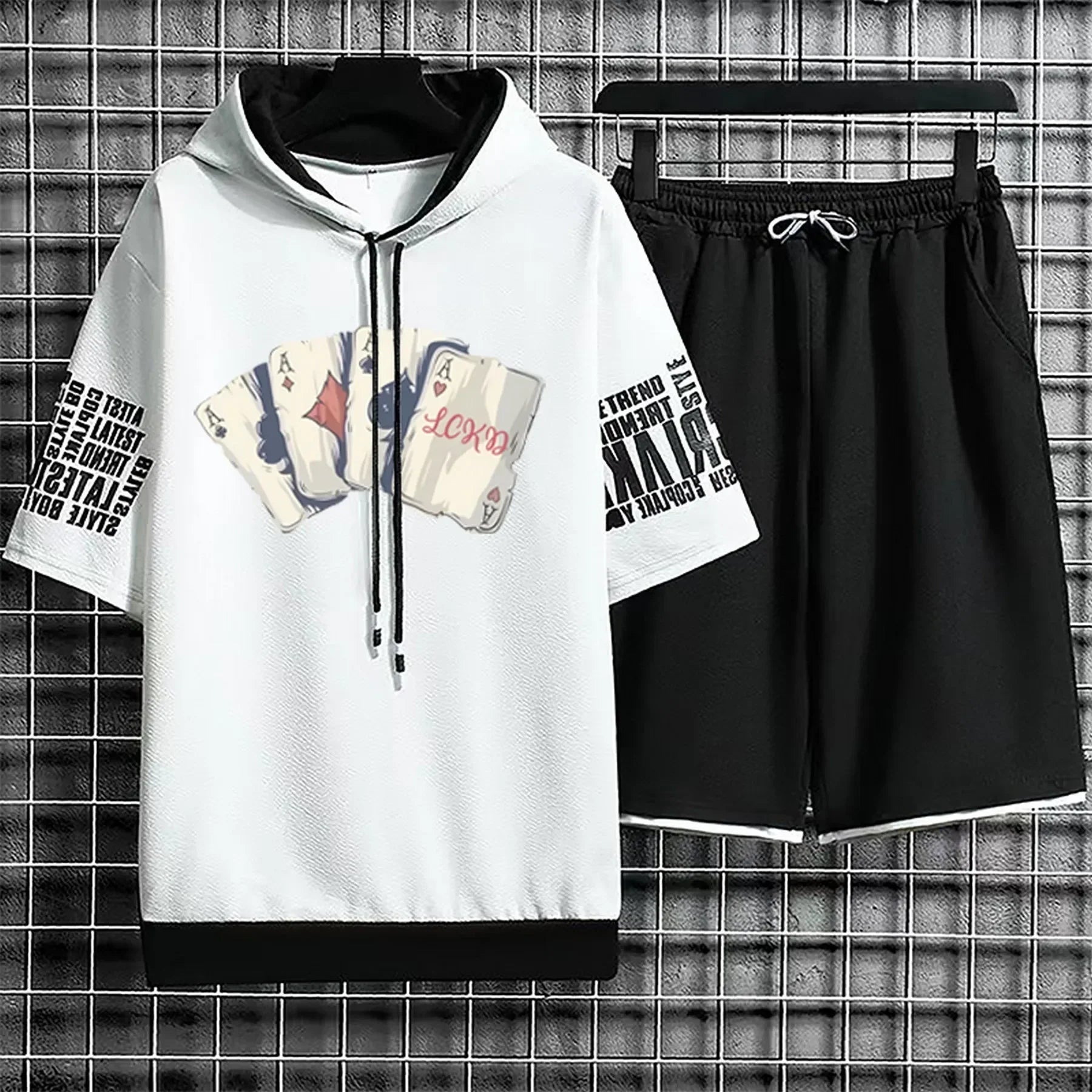 Hoodies Set Shorts Summer Suits Pullover Hat Casual T Shirt T-shirt Hood Print Clothing for Men Hoodie Men New Top Short Sleeve