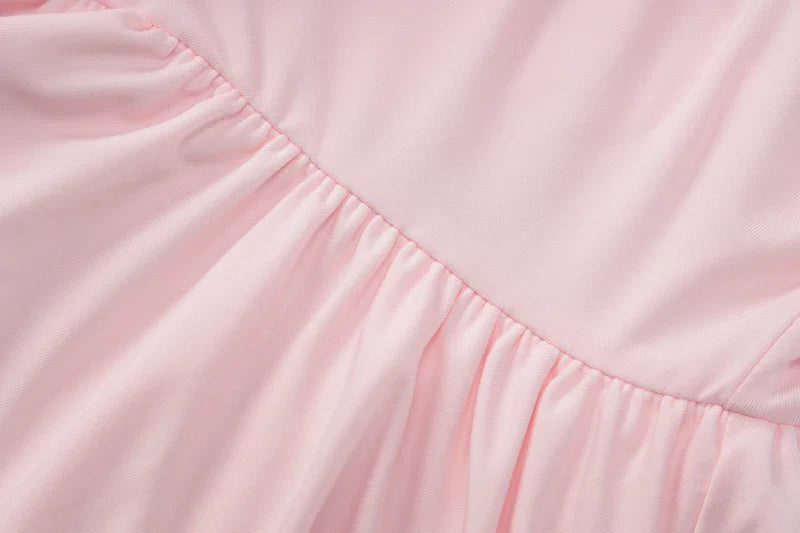 Dulzura Solid Pure Color Halter Ruffle Flare Sleeves Mini Dress 2024 Summer For Women Sexy Elegant Birthday Party Clubwear