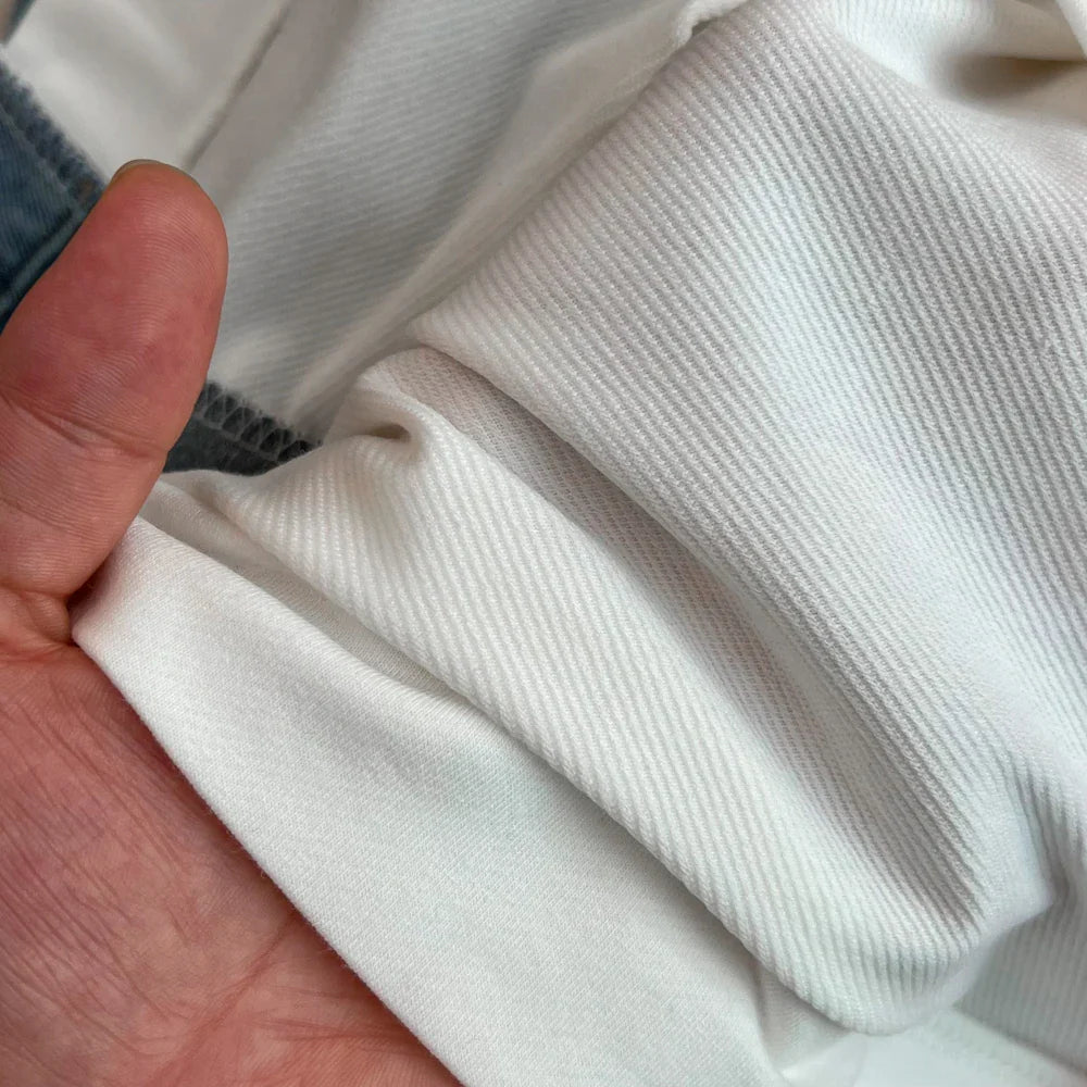 XFPV 2025 Summer Fashion Short Sleeve Round Neck High Waistband Slim A-line Denim Printed Patchwork Dress For Women SM11498