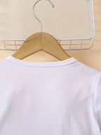 Girls' white floral print dress, comfortable polyester blend, elastic and comfortable