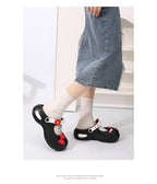 Women Mary Jane Sandals Platform Cute Bow Knot Girl Clogs Arch Support Garden Shoes Slip-on Outdoor Beach Shoes Height Increase